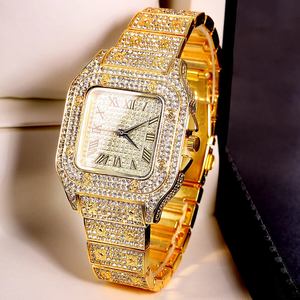 Gold/Silver Cuban Chain and Watch