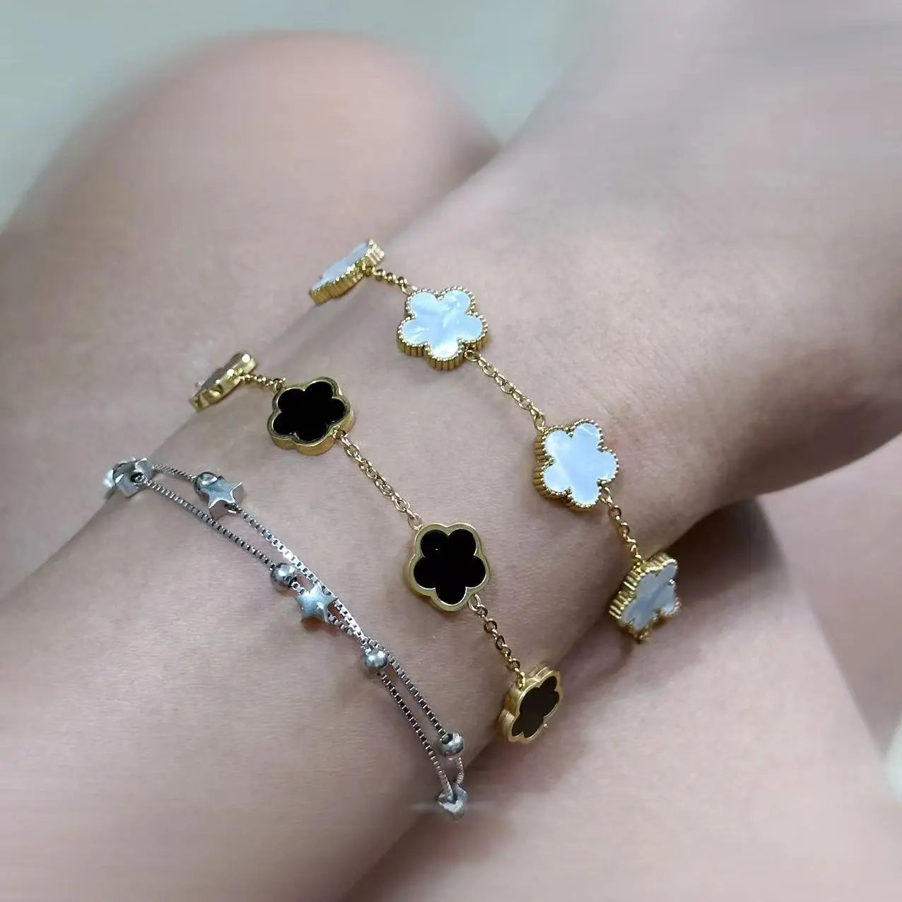 18K Gold Plated Five-Leaf Clover Bracelets