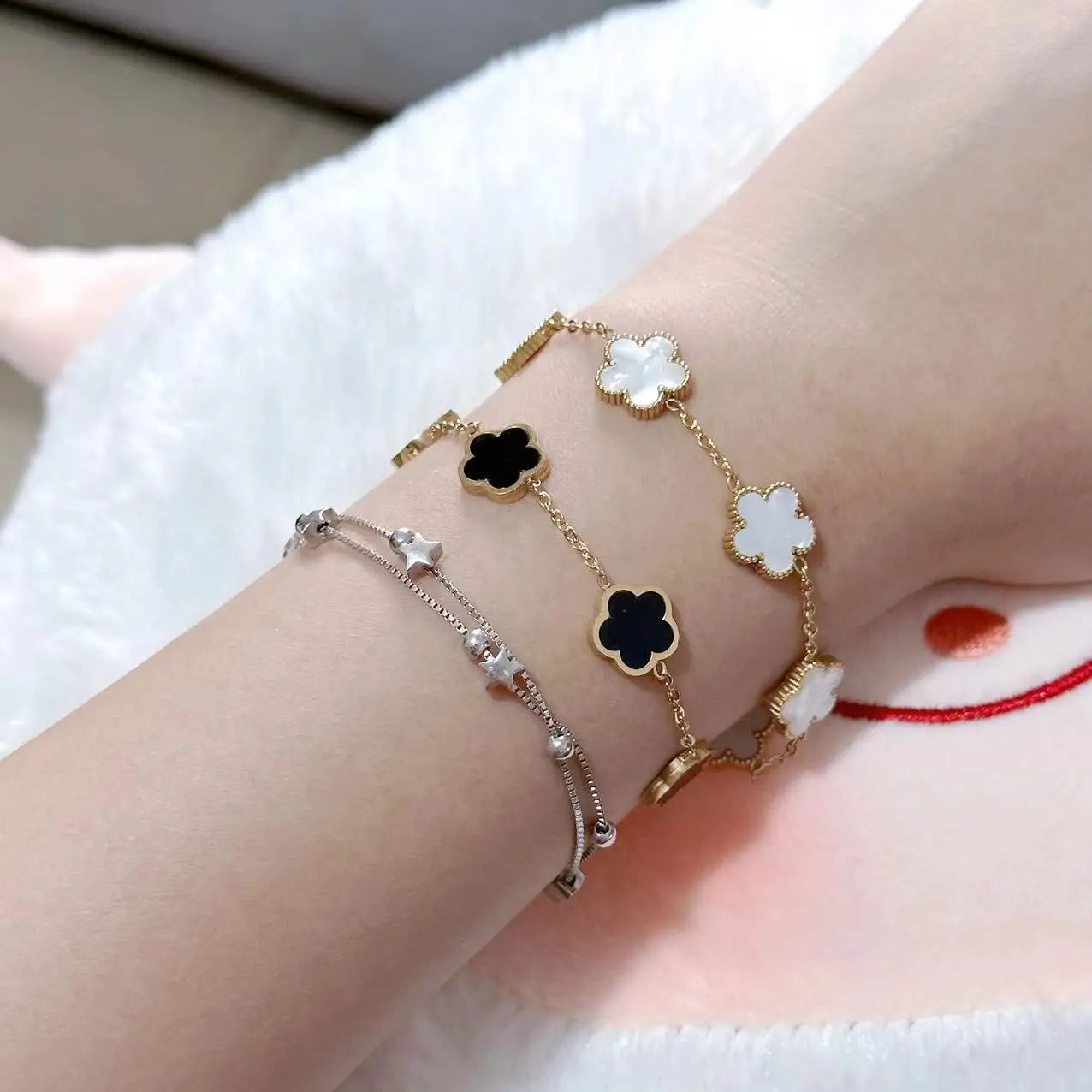 18K Gold Plated Five-Leaf Clover Bracelets