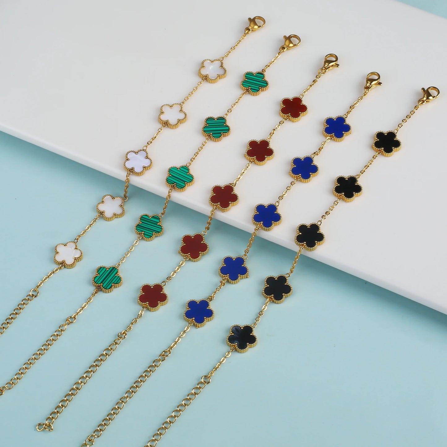 18K Gold Plated Five-Leaf Clover Bracelets