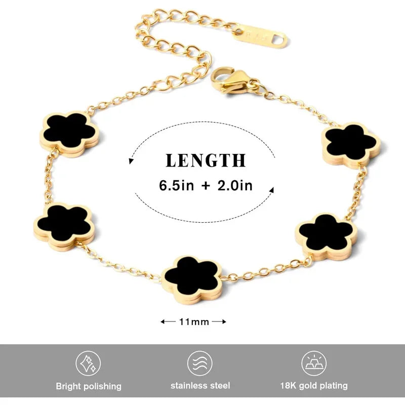 18K Gold Plated Five-Leaf Clover Bracelets