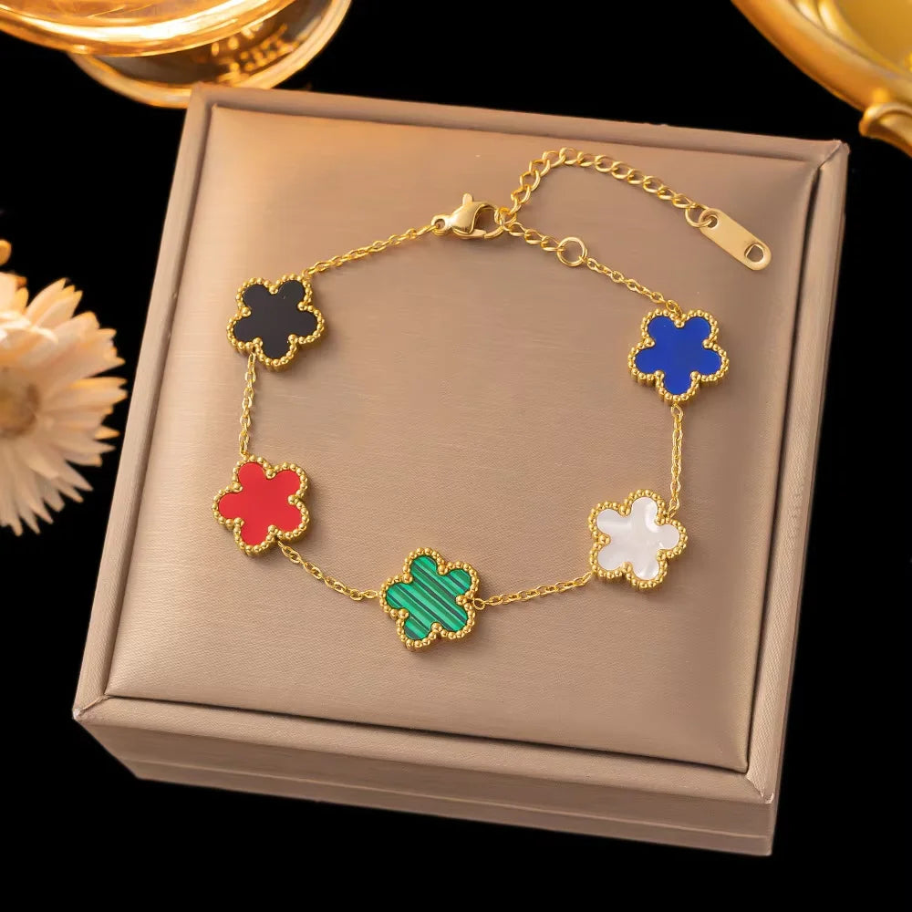 18K Gold Plated Five-Leaf Clover Bracelets