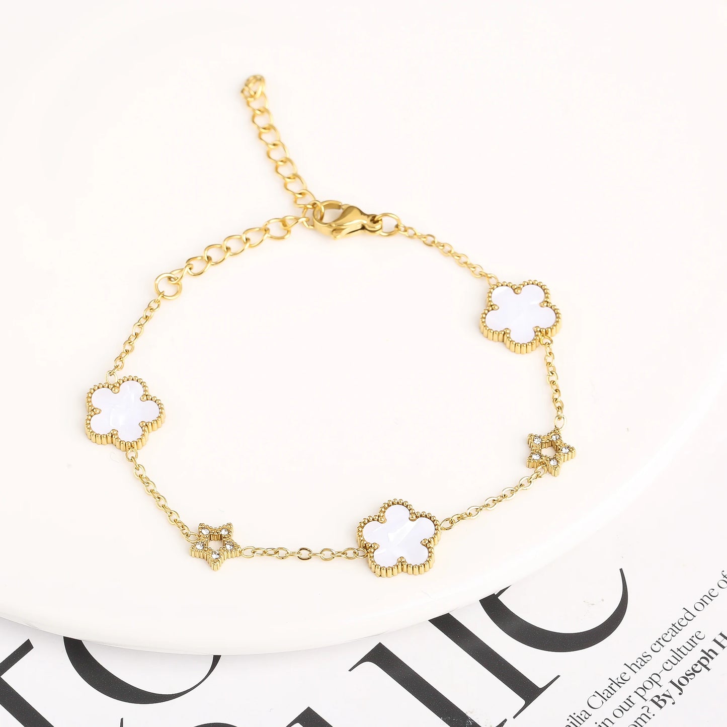 18K Gold Plated Five-Leaf Clover Bracelets
