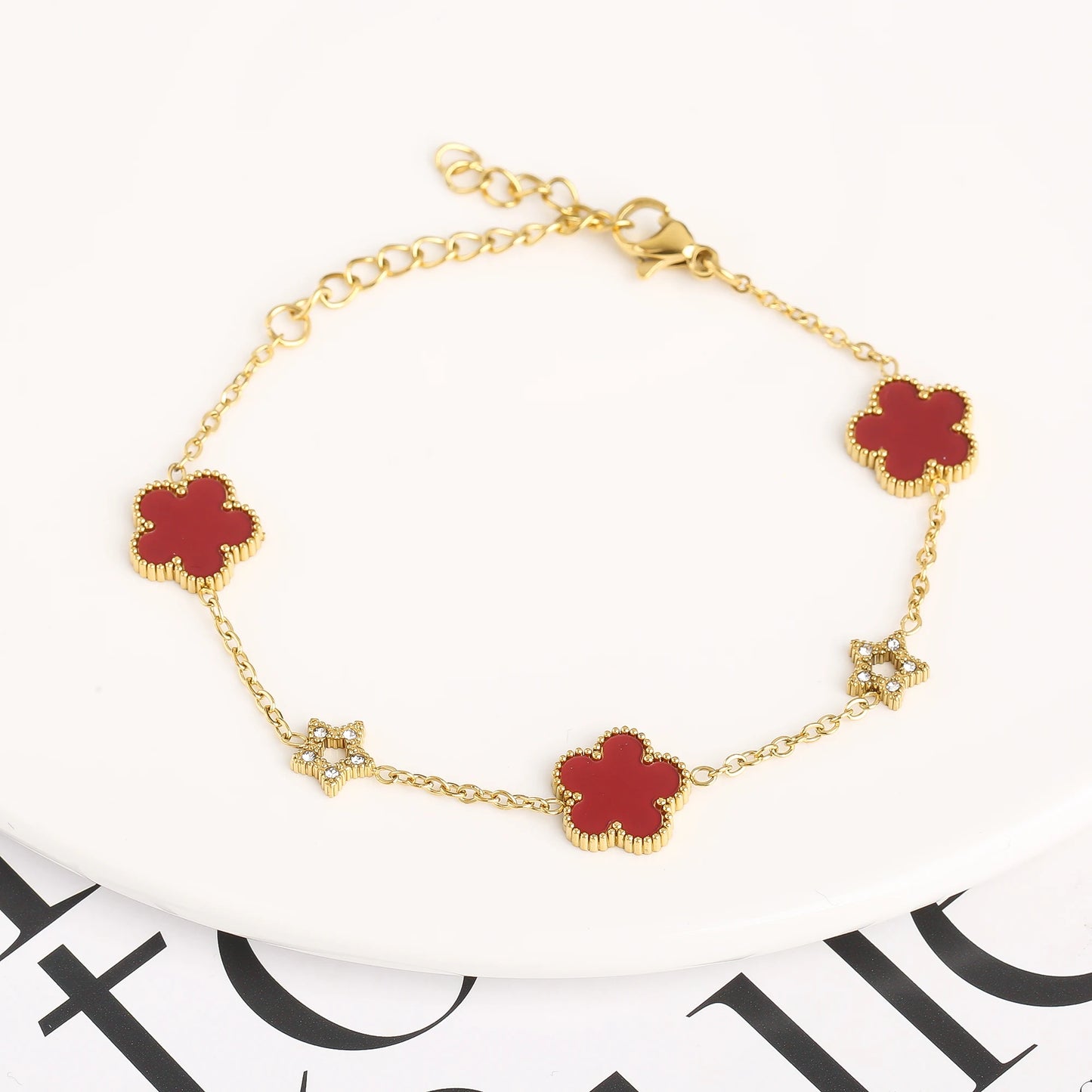18K Gold Plated Five-Leaf Clover Bracelets